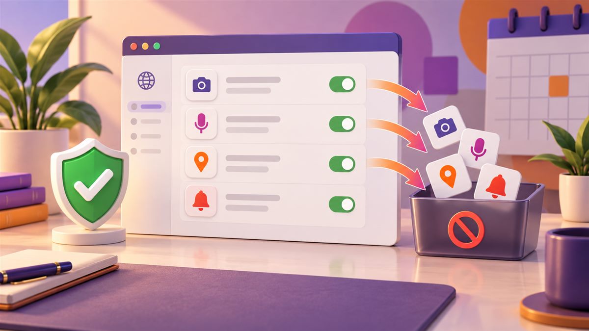 Firefox用户逐项复核并撤销不再需要的网站敏感权限的示意图