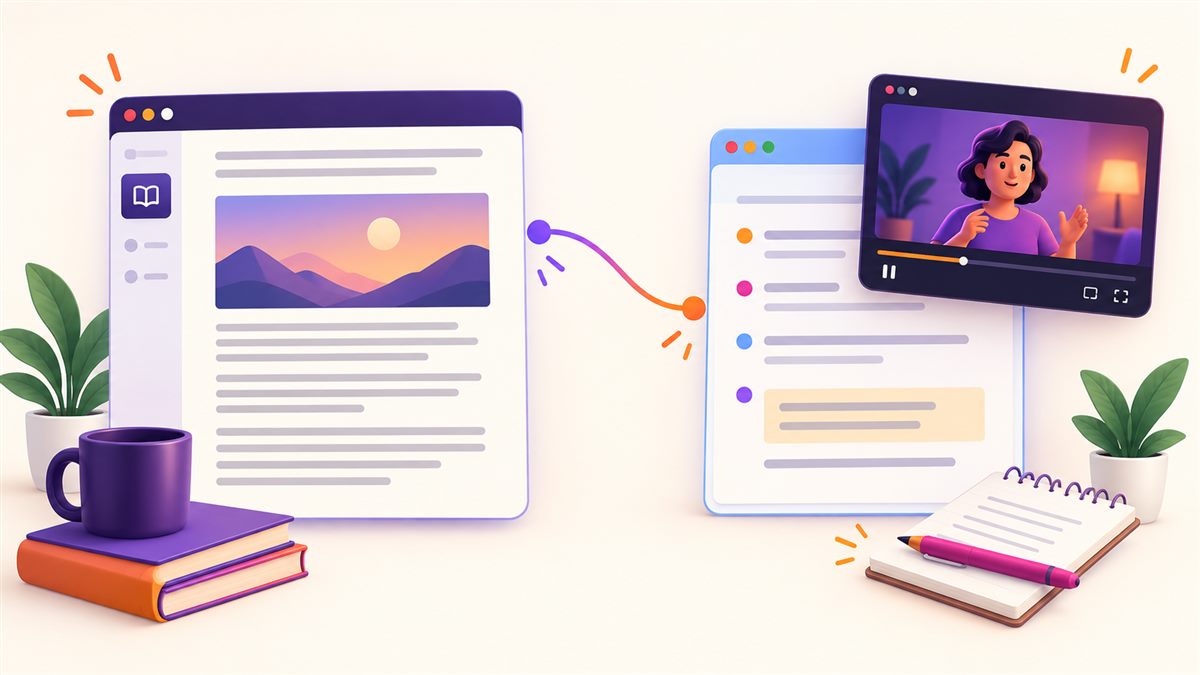 Firefox阅读模式与视频画中画分别用于长文阅读和视频多任务的示意图