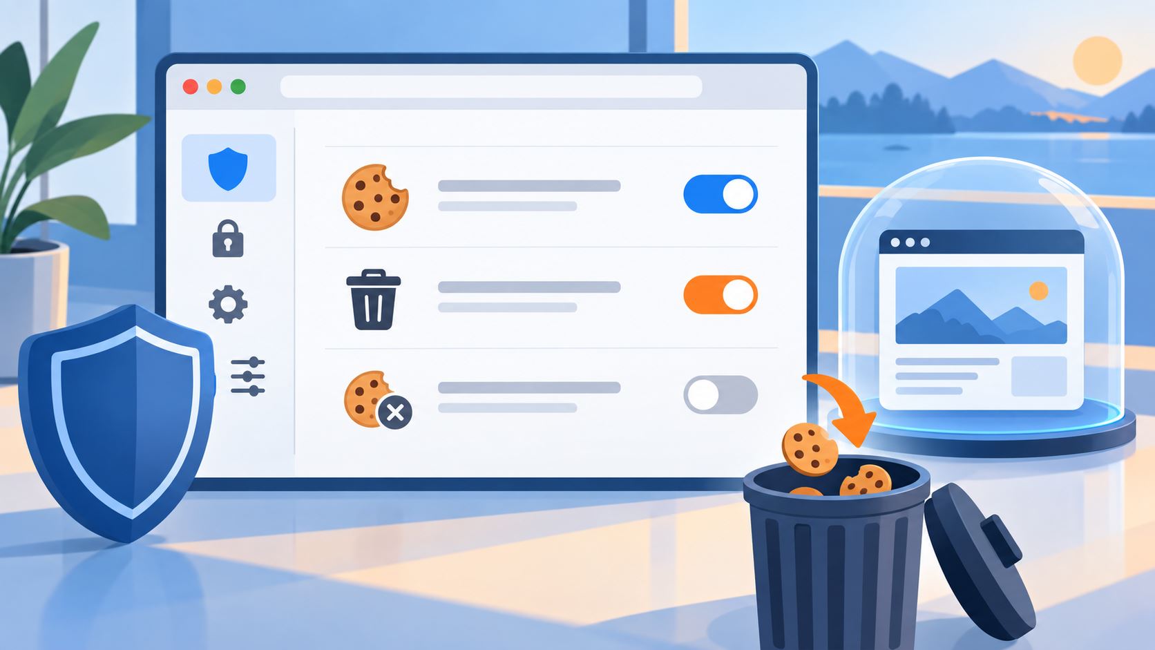 检查 Cookie 和关闭时清理设置的示意
