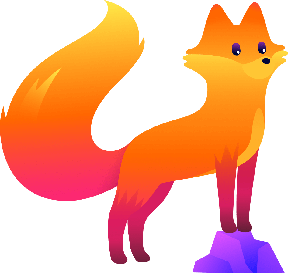 Firefox 狐狸坐在岩石上